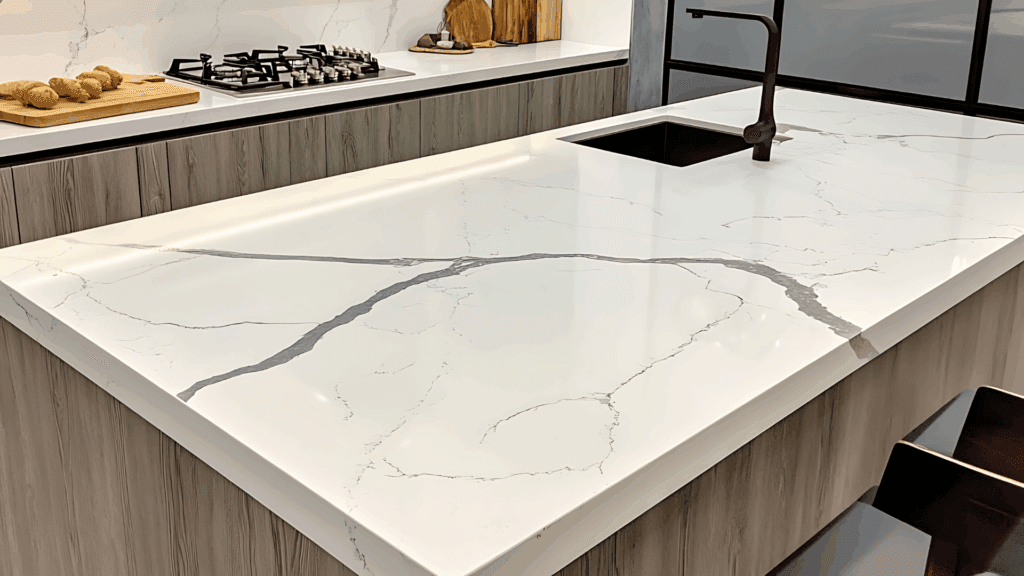 Kitchen counter featuring a marble top and a sink, designed for SCS Multifamily properties.